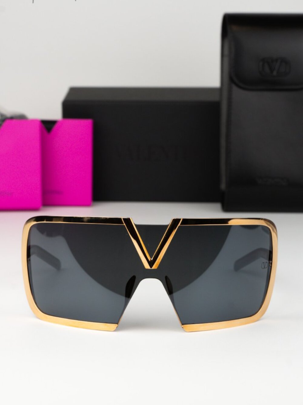 Valentino Men Sunglasses Titanium Gold Grey Mask V-ROMASK VLS-120A 146 BRAND NEW